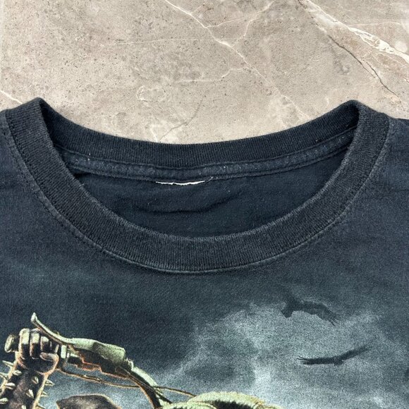 Vintage Biker Flames Skull Graphic Tee Mens 3XL y2k Short Sleeve Ghost Rider - Picture 4 of 12